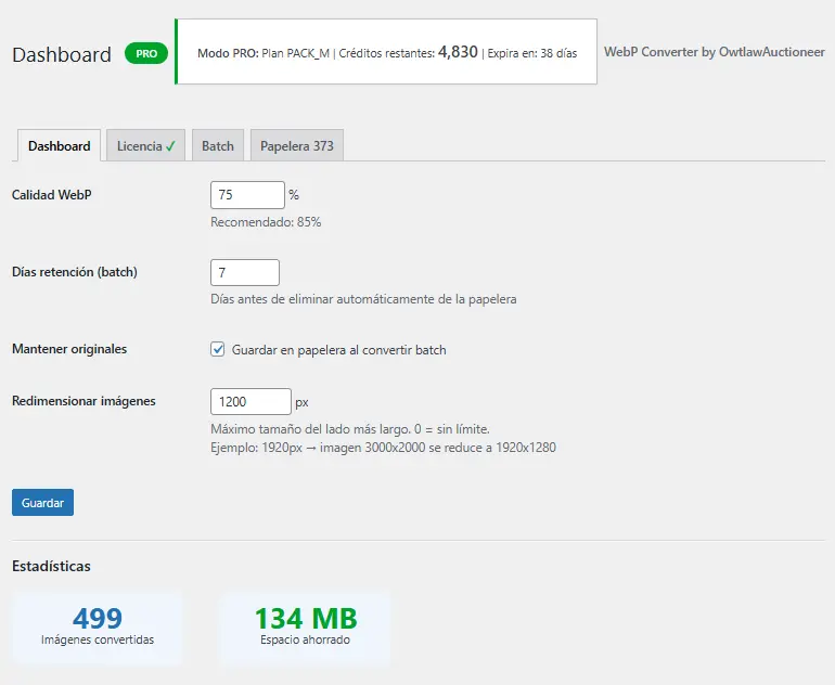 WebP Converter Dashboard